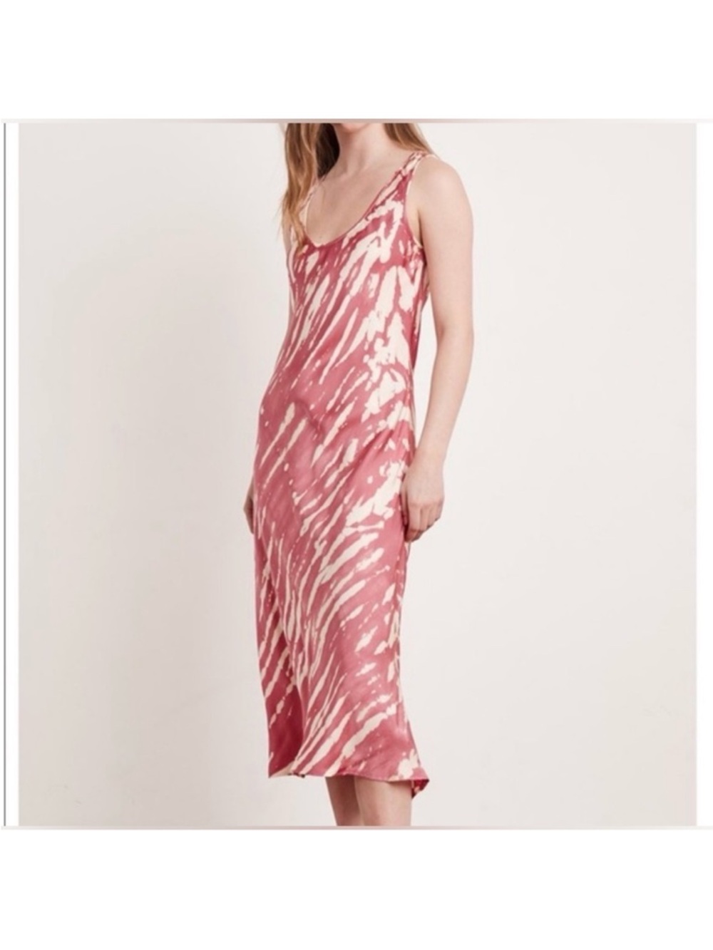 Velvet by Graham & Spencer Tie Dye Rose and Cream Slip Dress Size Medium